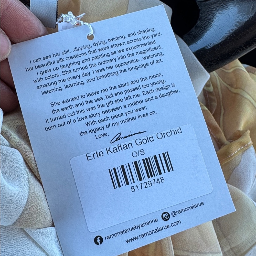 NWT - Ramona Larue Erte Kaftan - Gold Orchid - OS - New w/ Tags - Picture 5 of 5